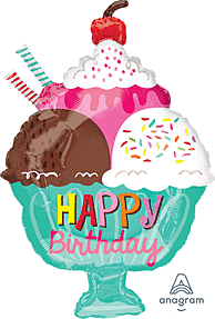 23" Ice Cream Sundae Happy Birthday Balloon
