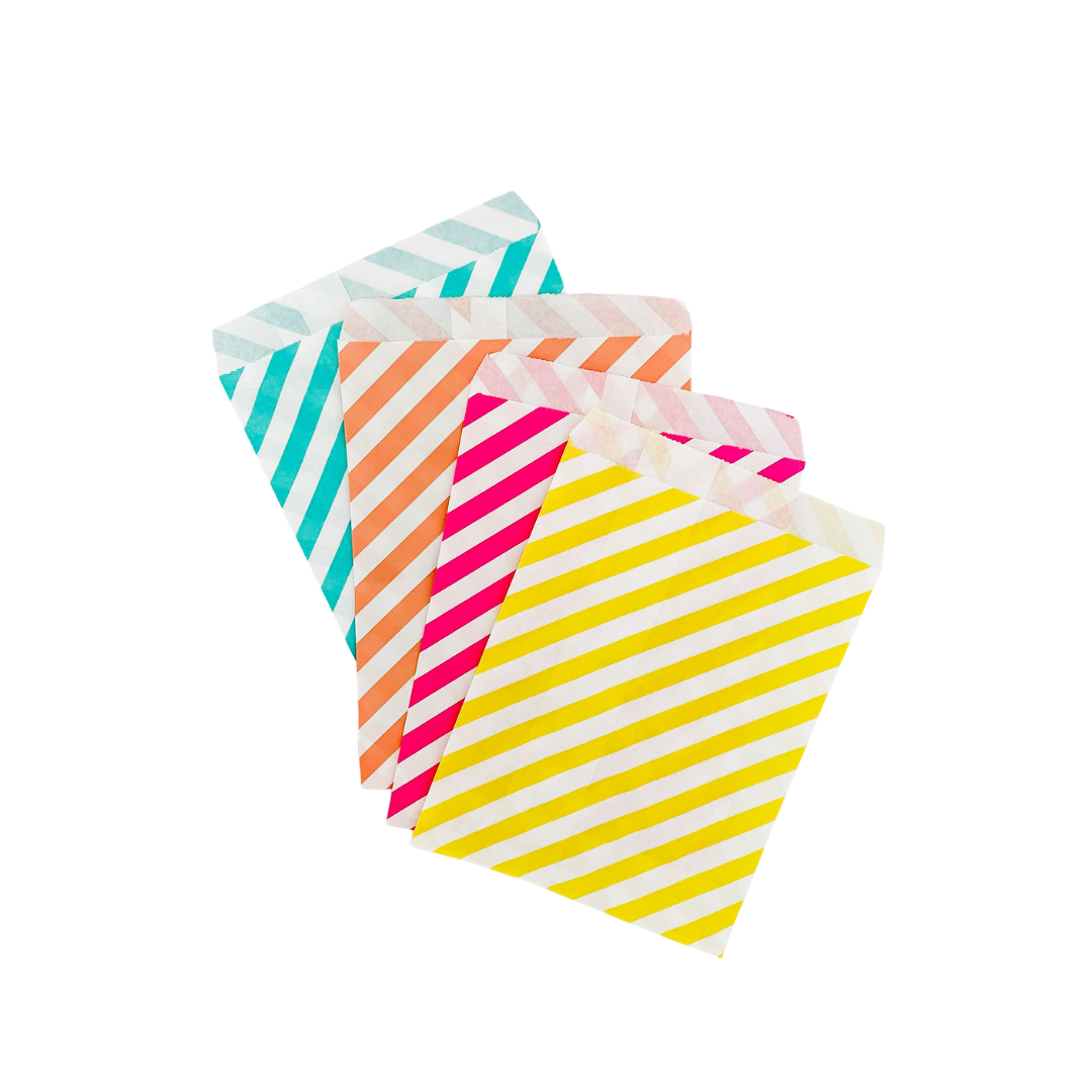 Turquoise Stripe Paper Treat Bags