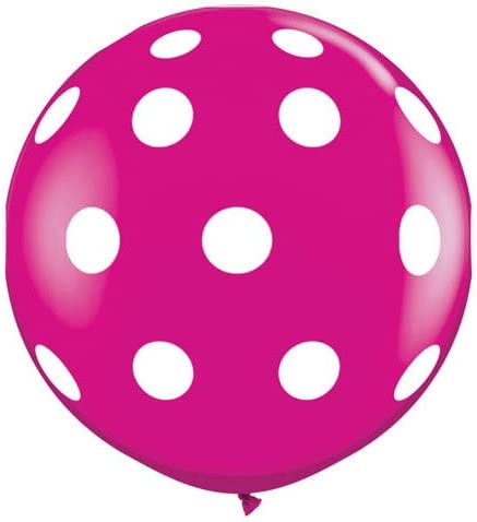 36" Latex Balloon Hot Pink Polka Dot