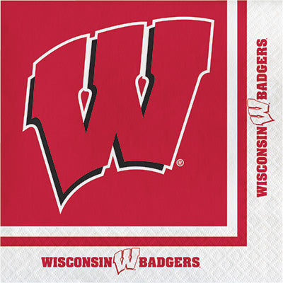 University of Wisconsin Napkins with Large W and Red Background