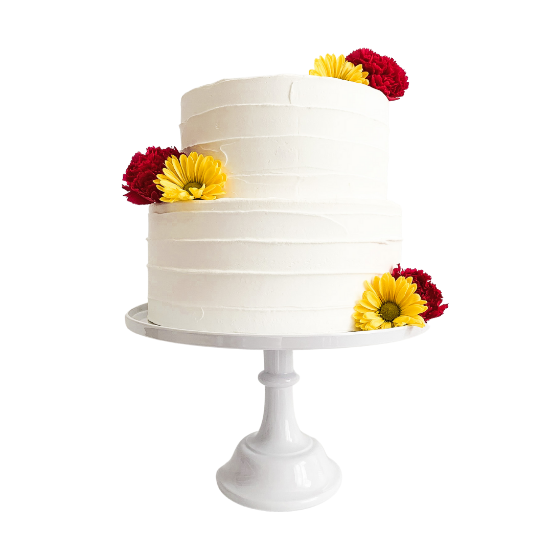 Cake Stand, 12 White Marble Melamine - A&B Partytime Rentals