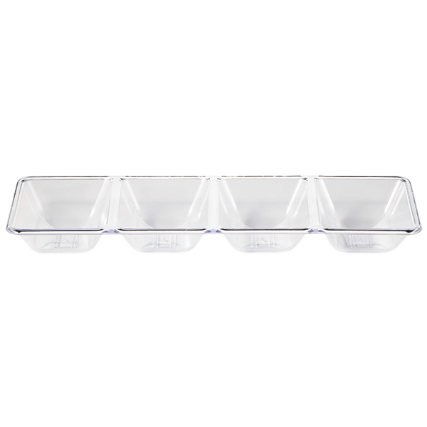 clear plastic tray with 4 serving compartments perfect for all types of parties