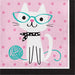 Pink cat style napkins, party 