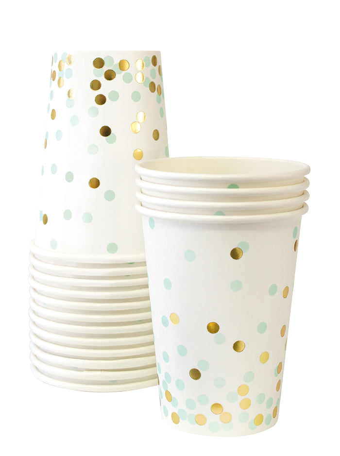 Paper eskimo Mint & Gold confetti paper cup great for baby shower or wedding shower