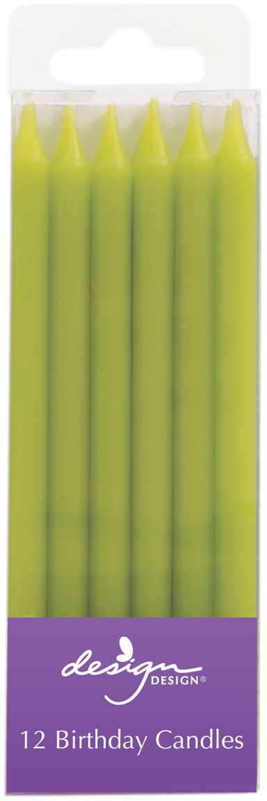 12 lime green slim candles