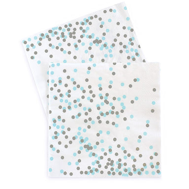 Paper eskimo light blue and silver dot confetti pattern napkin features all over confetti print 