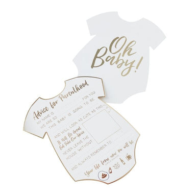 WHITE & GOLD GENDER NEUTRAL BABY ADVICE CARDS