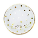 Plate trimmed in gold foil with gold metallic polka dots and love script