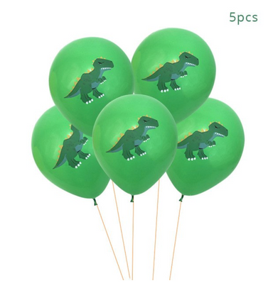 green dinosaur latex balloons, 5 per package 