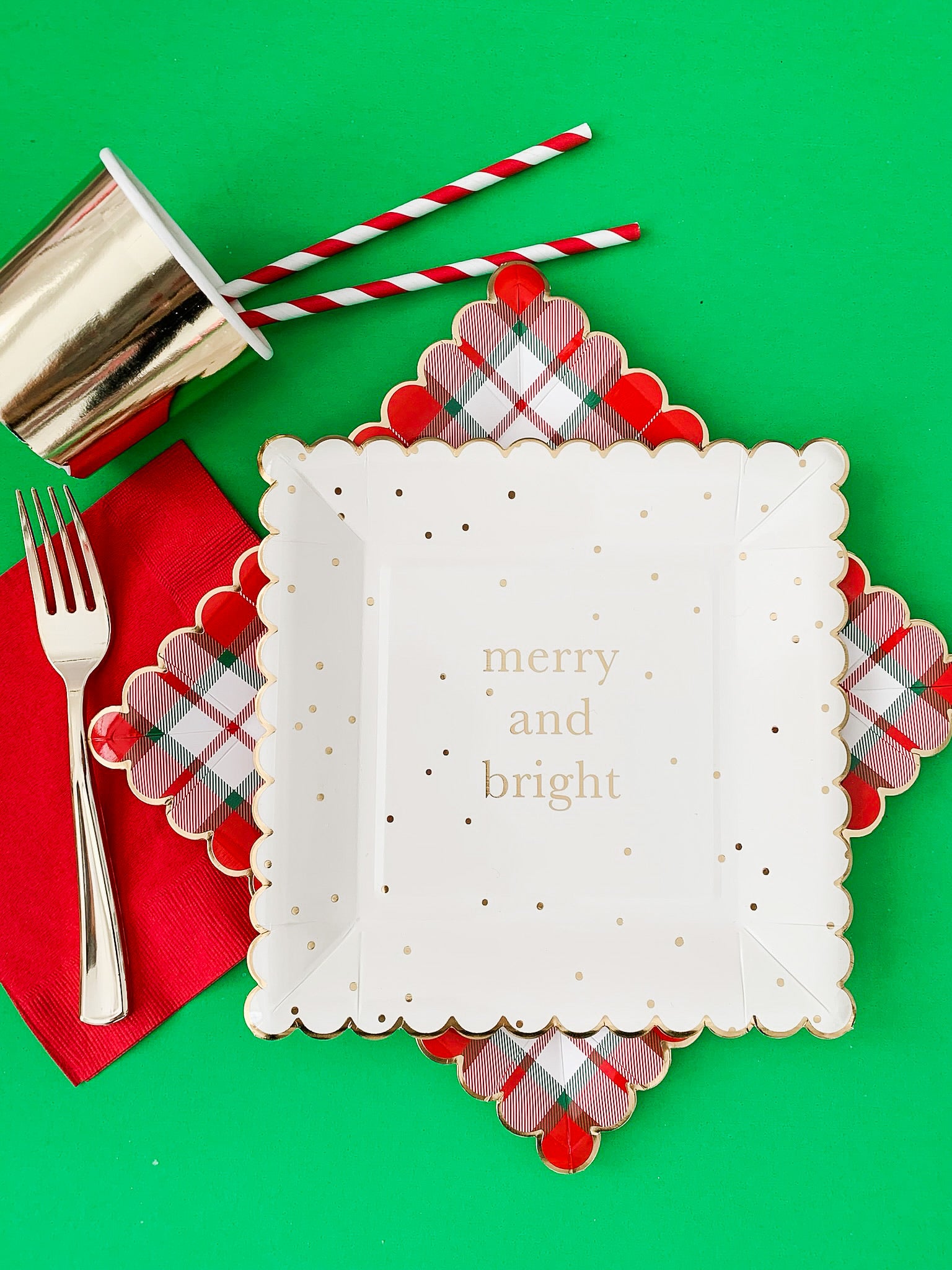 Merry and Bright Gold Dot Plate