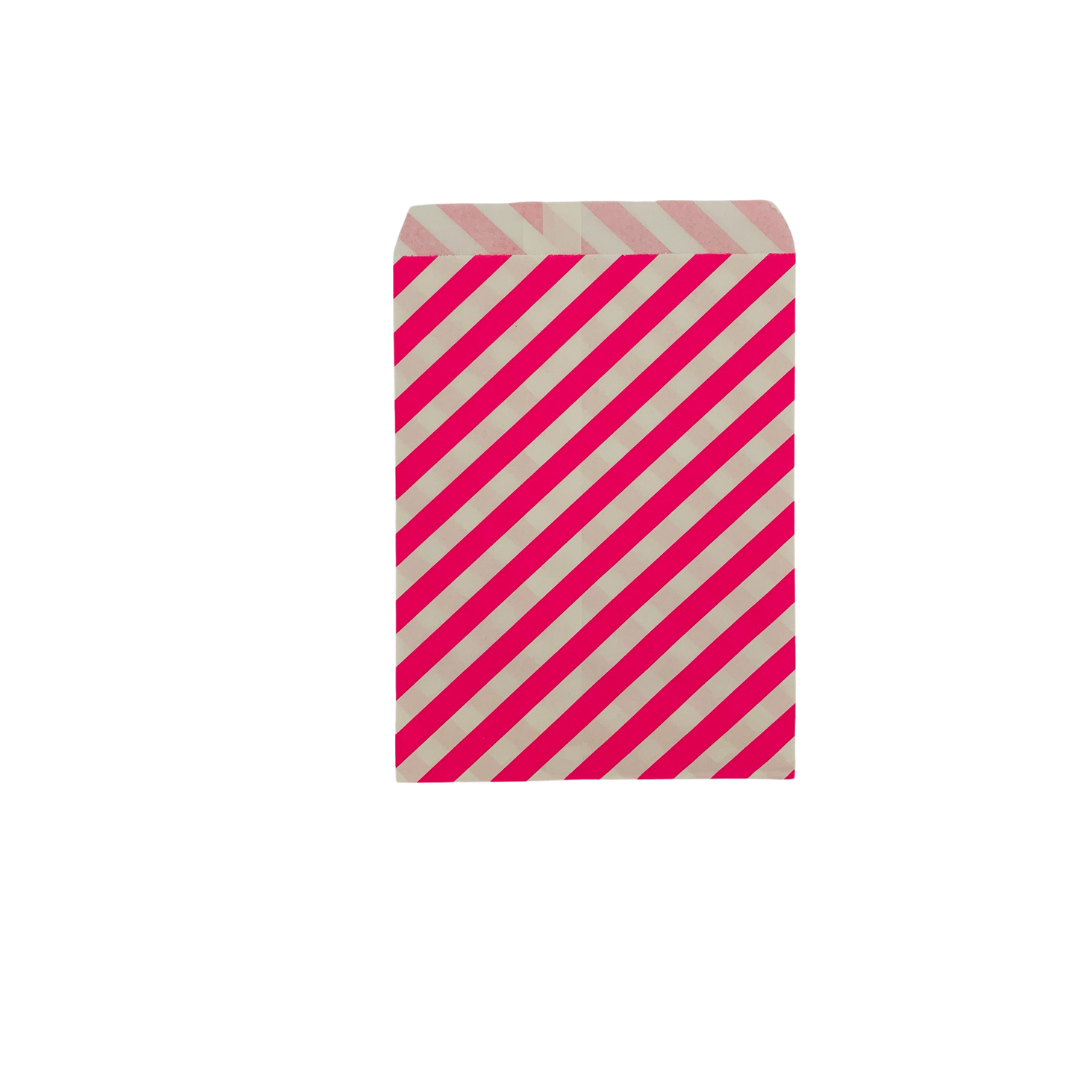 Hot Pink Stripe Paper Treat Bags
