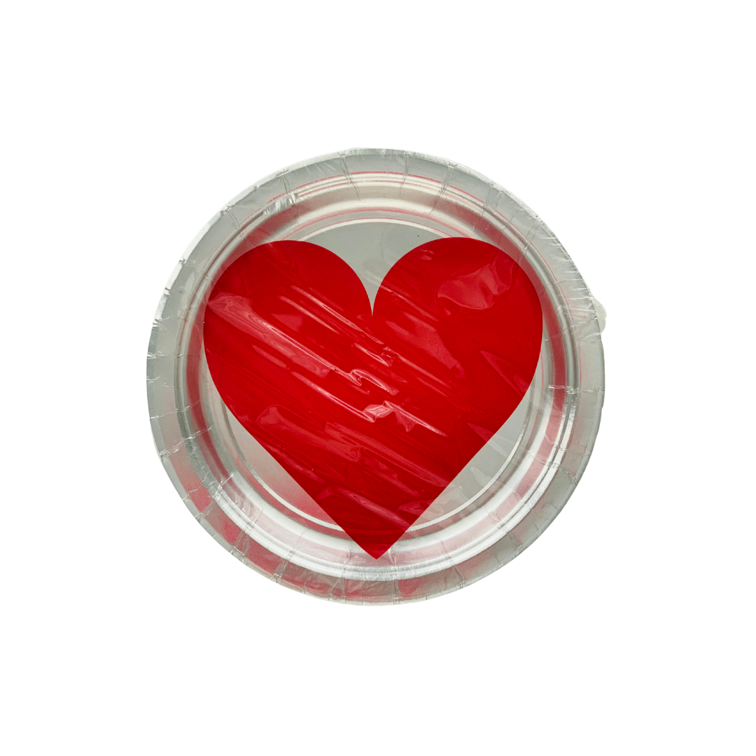 Valentine's Red Heart Silver Plate