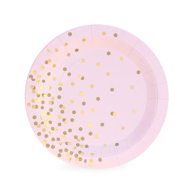 pink paper eskimo and gold confetti dessert plate 