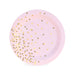 pink paper eskimo and gold confetti dessert plate 