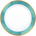 White plastic plate with robin blue border trimmed in gold metallic border  | Party Supplies | Sprinkles & Confetti 