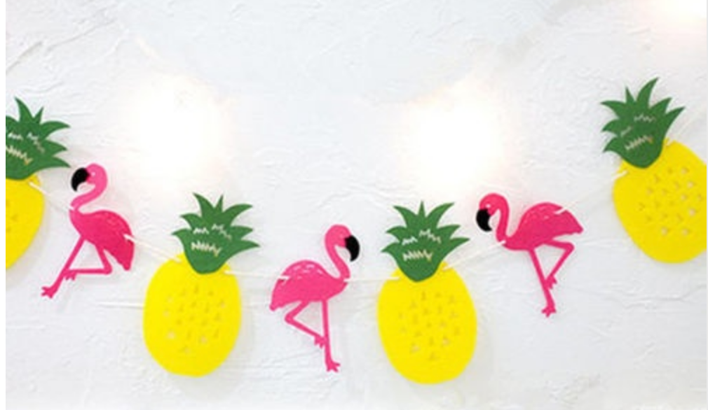 pink flamingo and yellow pineapple banner 