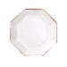 white with rose gold dots party plates, hexagon plates