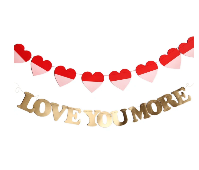 Red and Gold Love You More Garland