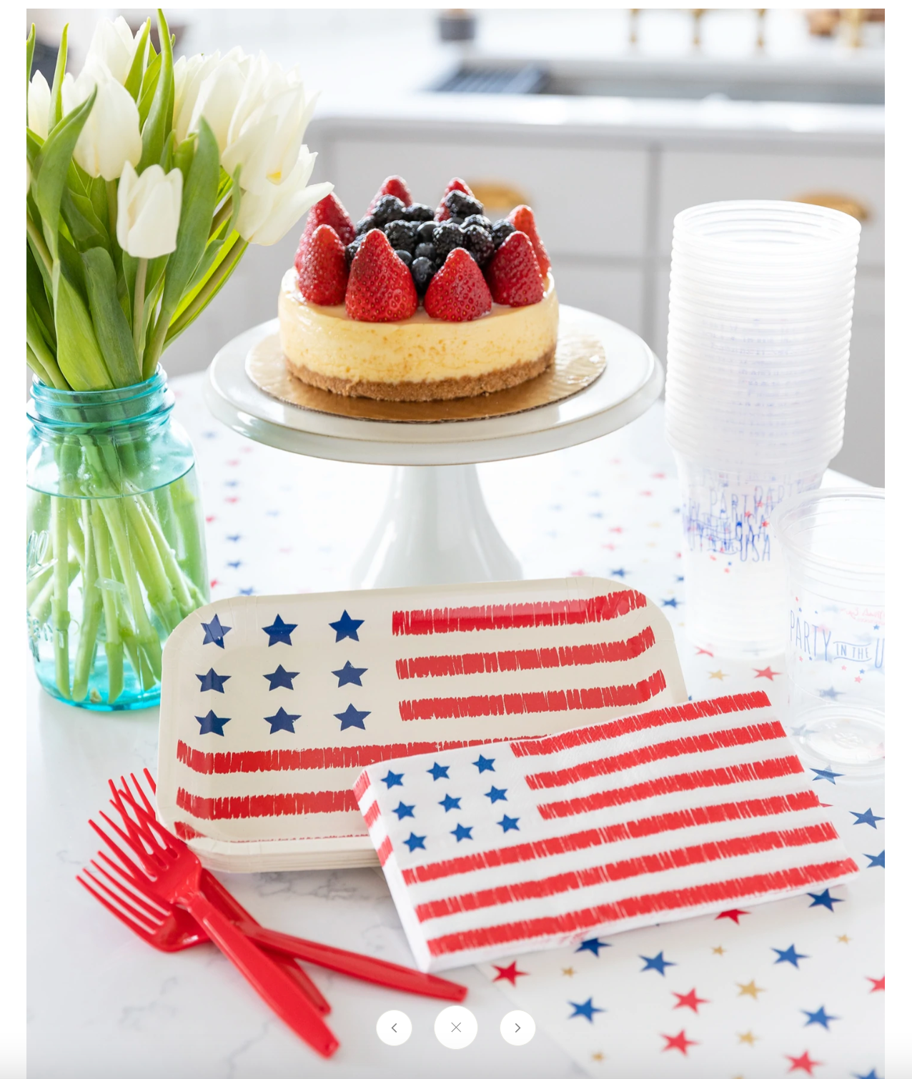 4th of July Red White & Gold Star Table Runner