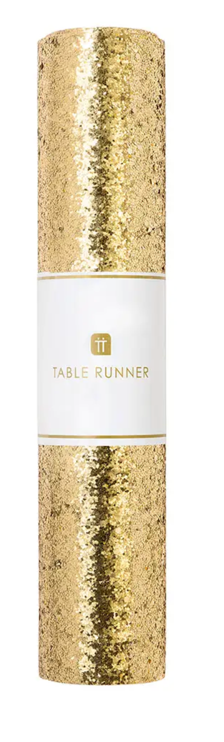 Gold Glitter Fabric Table Runner