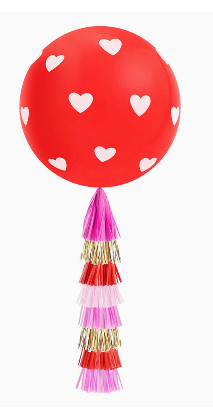 Valentine's Day Red 3' Jumbo White Hearts Balloon with Tassels DIY Kit ...