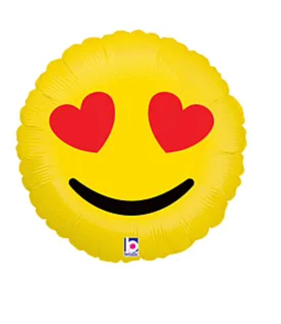 18" Heart Eye Emoji Balloon
