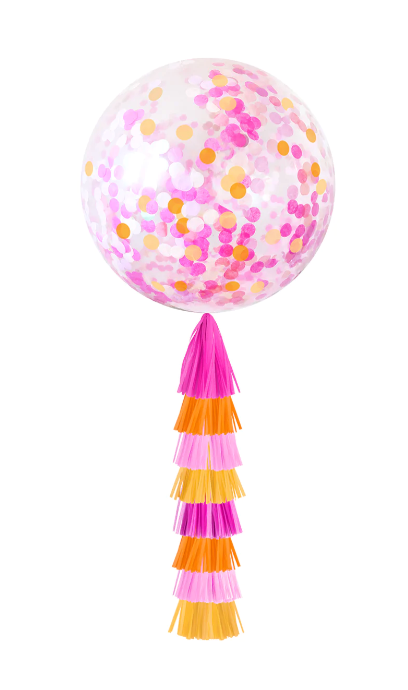 Pink and Orange Confetti Jumbo Tassel Balloon