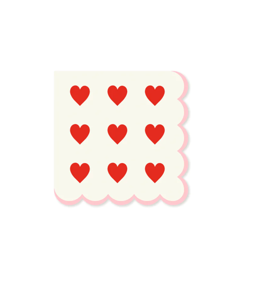 Pink and Red Hearts Scallop Napkin