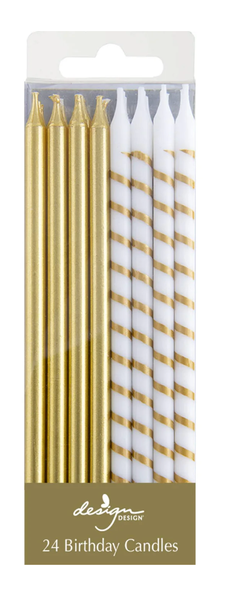 Gold Solid and Stripes Candles