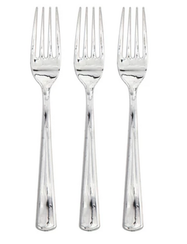silver disposable party forks 
