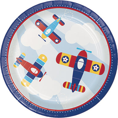 red and blue baby shower or birthday party fun Time Flies Plates