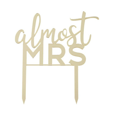 gold almost mrs. acrylic bridal shower cake topper 