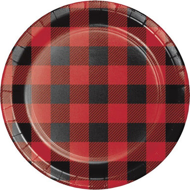 red & black buffalo plaid dessert plate 