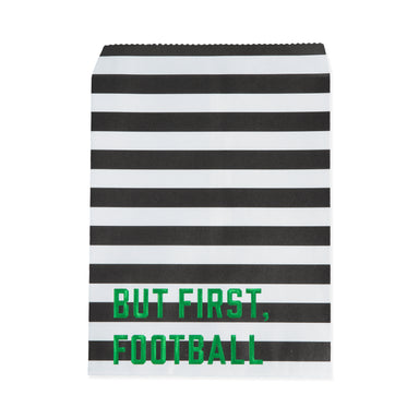 black and white stripes, paper bags, football theme