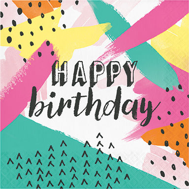 happy birthday printed paper napkins, colorful, party 