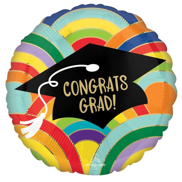 17" Congrats Grad Rainbow All Around Balloon