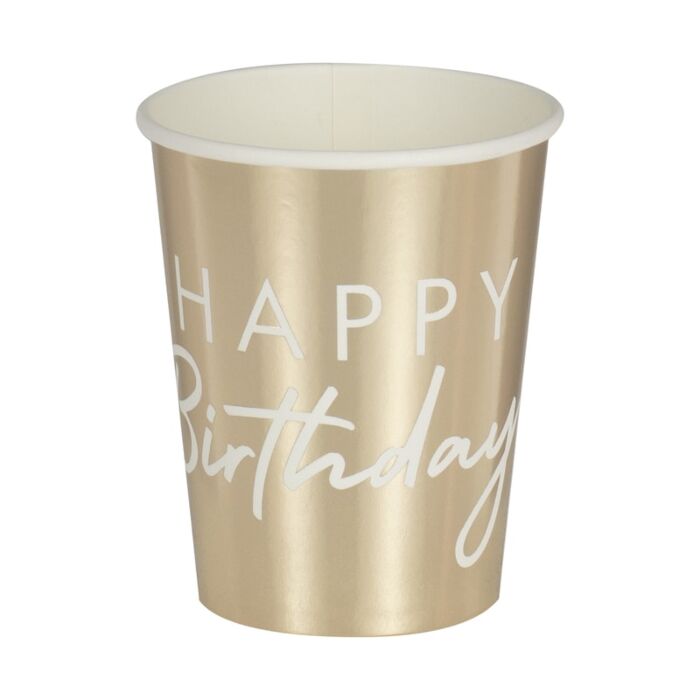 Gold Happy Birthday Cup
