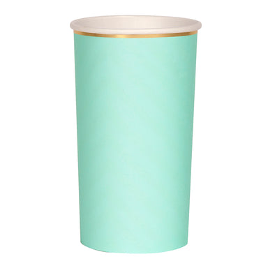 mint green and gold paper highball cups 
