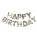 Gold Block letters in metallic gold fringe spell Happy Birthday and add great decor to your Birthday celebrations