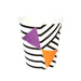 geometric black stripe cup with orange and purple triangle