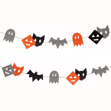 Black and Orange Bat and ghost Halloween banner 