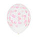 Pink printed confetti on clear balloon