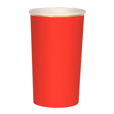poppy red and gold paper highball cup 