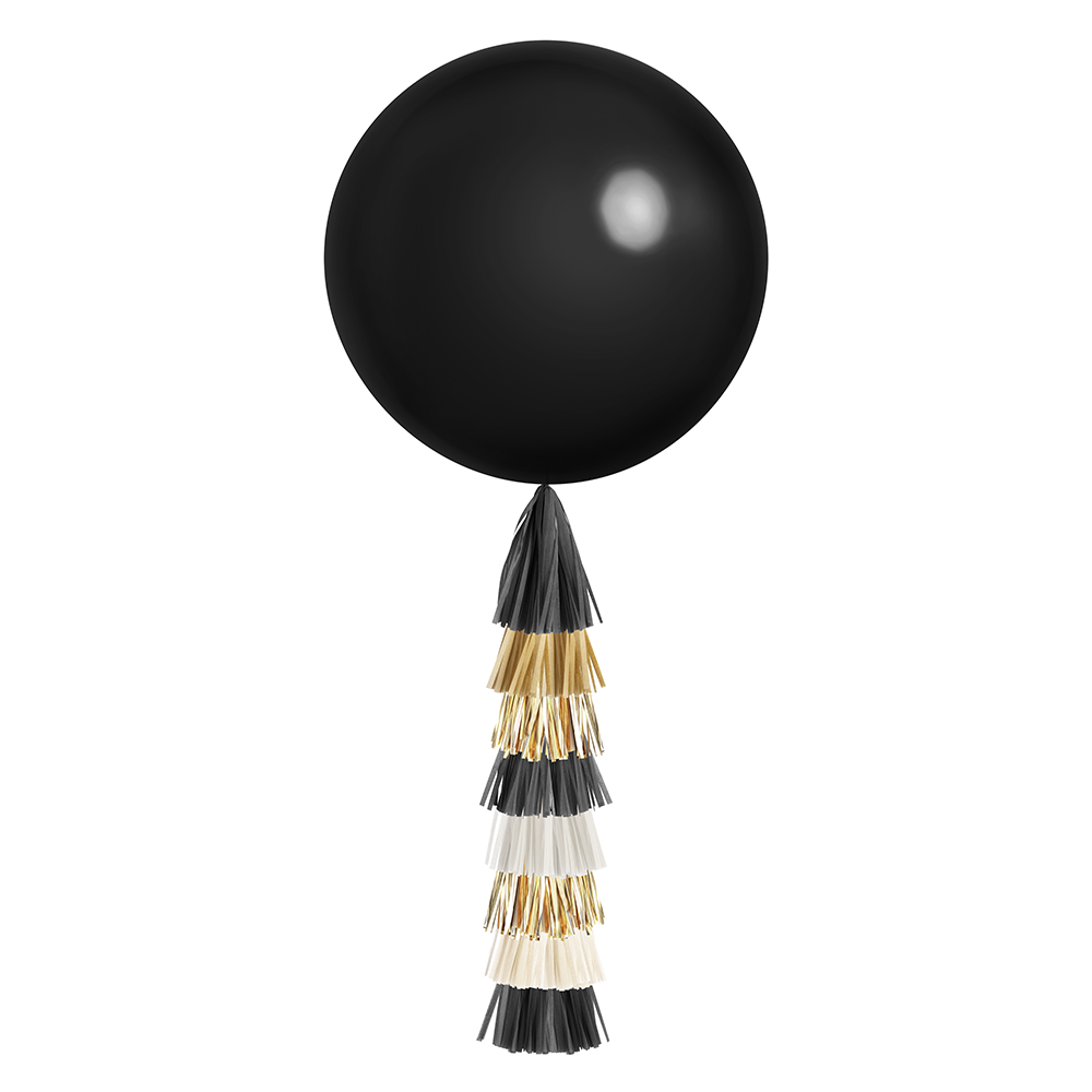 Black & Gold Jumbo Tassel Balloon