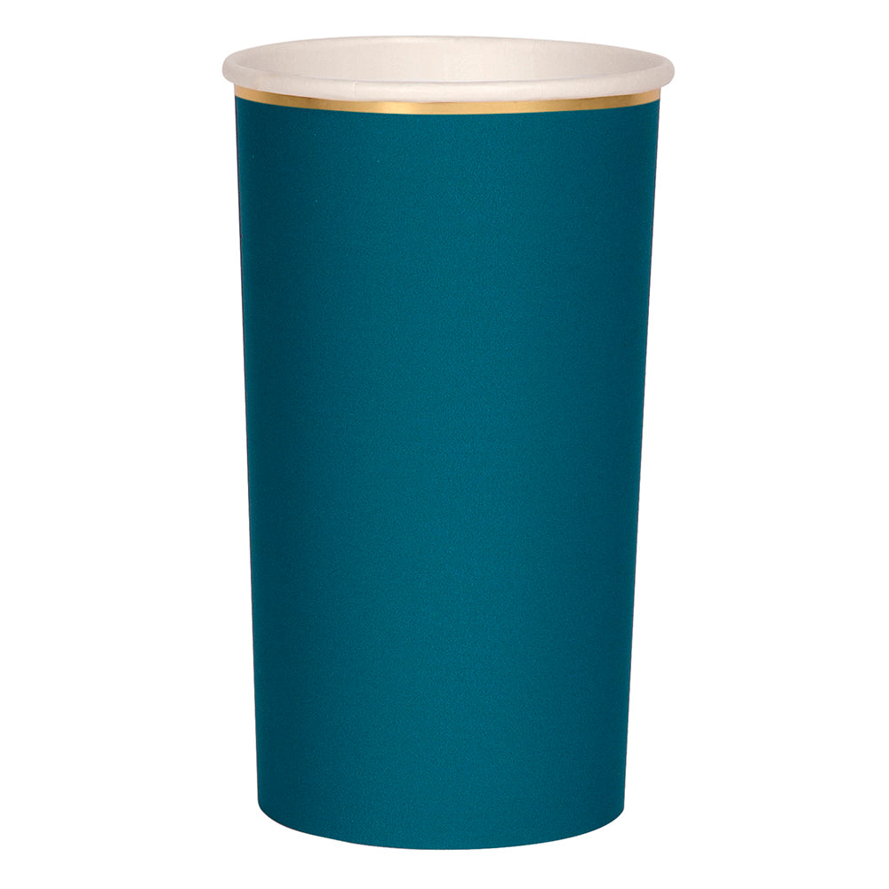 dark teal and gold paper highball cups 