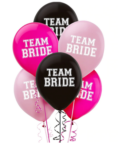 pink and black team bride latex balloon party pack 