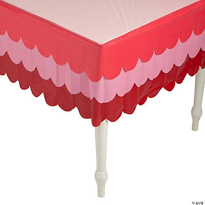 Red & Pink Scalloped Table Skirt